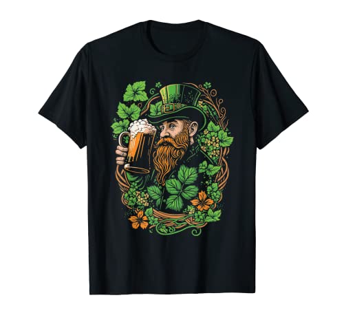 St Paddy's Day Irish Leprechaun Drinking Art Illustration Camiseta