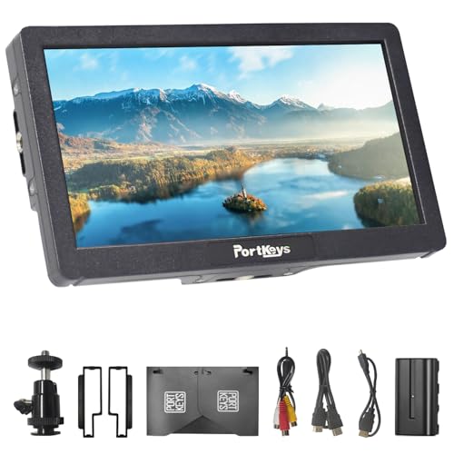 Image of Portkeys HD7H 7'' Camera Monitor 1000nit High Brightness Field Monitor with S0NY NP-F 550 Battery Top Shortcut Keys Suitable for Most DSLR Mount Holder