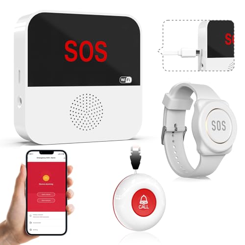 ChunHee Botón de llamada de emergencia WiFi para personas mayores Pulsera de emergencia Sistema de alerta de emergencia para personas mayores, pacientes con discapacidades, ancianos (solo admite Wi-FI