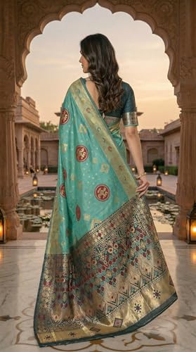 Image of C J Enterprise Women's Pure Soft Silk Saree With Blouse Piece For Wedding (Diamond-Patola)