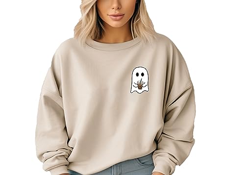 Up2ournecksinfabric Trenduy Ghost Sweatshirt - Cute Ghost Sweater - Womens Halloween Sweatshirt - Womens Fall Pullover - Trendy Fall Sweatshirt