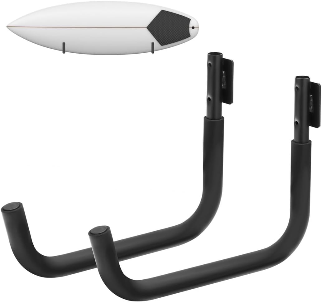 Surfboard Wall Rack Board Rack, Anti-Scratch Padding Wall Mount Rack for Indoor Outdoor Kayaks, Canoes Boat, Ski and Snowboard, Paddle Board Black Storage Hook