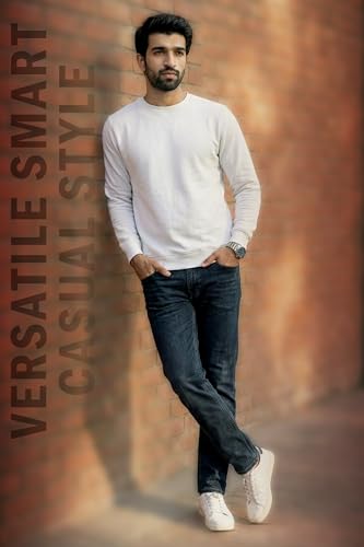 Image of EXCELLO Men's Sweatshirt, 100% Cotton Feel, GSM 280, Premium Cotton, Biowash, Long Sleeve, Casual