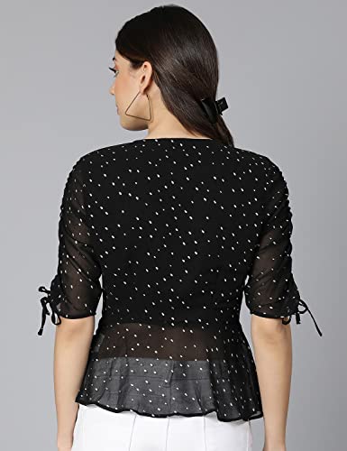 Image of Polka Print Black Color Women top