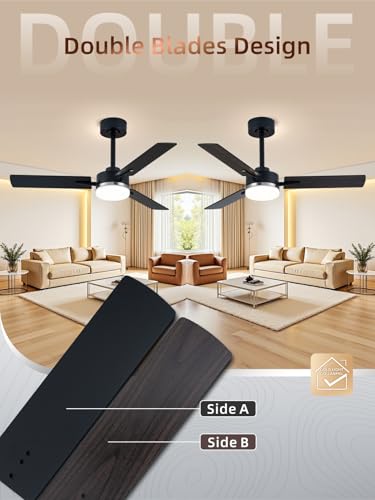Image of LANMEL Ceiling Fan with Light, Modern Flush Mount Low Profile with Remote Control, Reversible, 3CCT Dimmable, Quiet,LED for Bedroom, Living Room, Indoor /Outdoor Patio Use 42 Inch Silver & Black