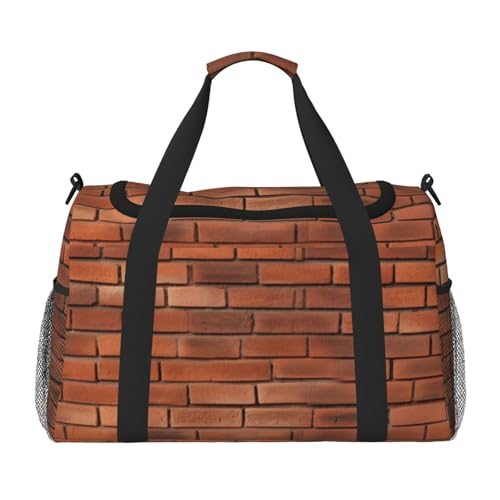 Travel Duffel Bag Lightweight Waterproof Carry On Tote Bag Foldable Weekender Overnight Bags Red Brick Wall Texture Sport Gym Bag For Women Men