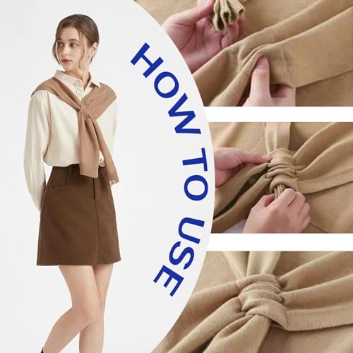 Poncho bufanda anudada de punto estilo cape color liso casual 6