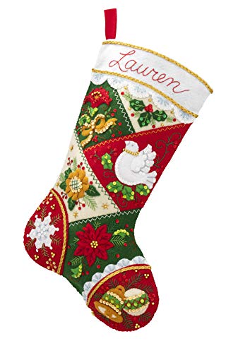 Bucilla 89261E Elegant Patchwork, Felt Applique Christmas Stocking Kit thumb #1