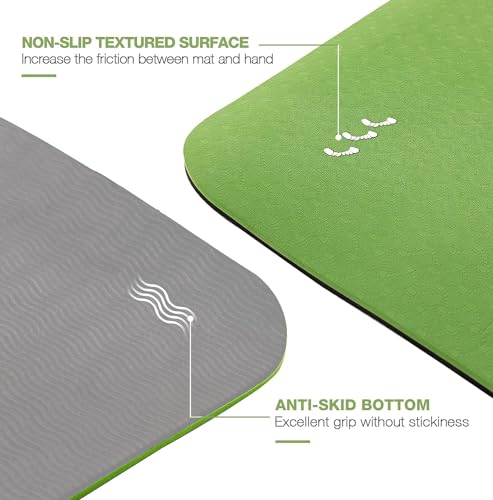 Image of HJB VISSO Yoga Mat, Non Slip Pilates Fitness Exercise Mat with Alignment Marks for Women Men, 183 x 61 x 0.6cm Thick Eco Friendly TPE, Carrying Strap & Storage Bag Included