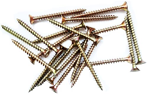 M4 Wood Screws Zinc Plated Yellow Long (0.16 x1.77) 4.0 x 45mm Box of 50pcs