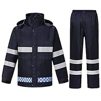 Btmpmcs Mens Waterproof Jacket/Trouser Rainsuit Outdoor Windproof Hooded Raincoat Ultra-Lite Protective Rainwear Reusable Rain Gear Duarable Work Wear with Safe Reflective Strip