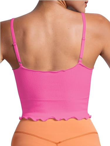 Image of Sunzel Tank Top for Women, V Neck Seamless Ribbed Crop Camisole with Ruffles