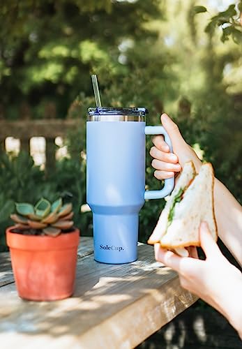 SoleCup. 40oz Travel Mug with Handle, Lid and Two Straws, Drinks Stay Hot for 8 Hours, Cold for 24 Hours - Image 3