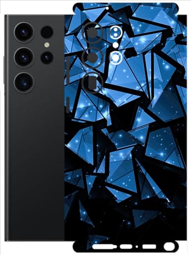 Image of AtOdds - Full Body Back Screen Guard Protector Film - Lamination Wrap Skin Sticker Compatible with Samsung Galaxy S23 Ultra (5G) | Scratchproof Matte Finish (Blue Crystals)