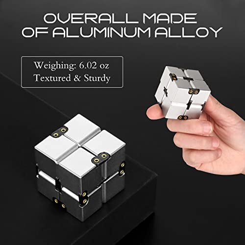 Infinity Cube, Aluminum Alloy Metal Infinity Cube Fidget Toy To Stress Relief Gifts For Adhd Ocd For Kids And Adults #TOP2