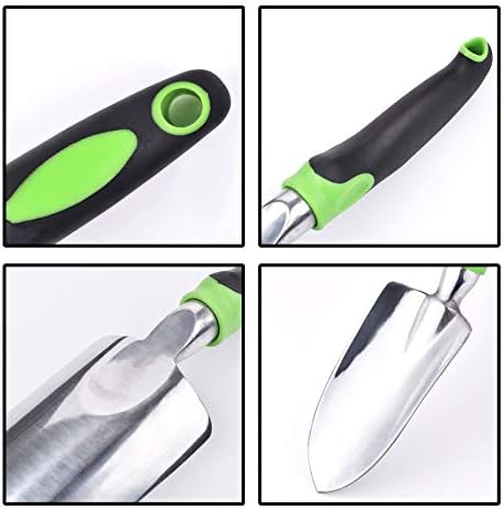 Garden Trowel - Stainless Steel - Ergonomic Grip Hand Tools with Soft Rubberized Non-Slip Handle for Transplanting, Weeding, Moving and Smoothing Digging & Planting