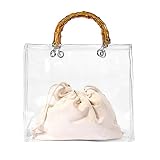 TENDYCOCO Top Handle Satchel Transparent Clutch Clear 2 in 1 Handbag PVC for Women