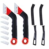 Grout Removal Tool Kit - 2 Scrapers, 6 Blades & 2 Cleaning Brushes for Tile Grout Cleaning, Grout Scraper Tool for Bathroom, Kitchen, Floor Tiles - Durable & Easy to Use