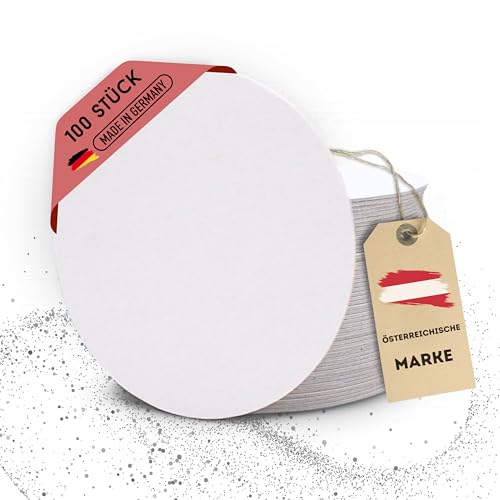 EV Bierdeckel Pappe - 100 Stück Rund (Ø 10 7 cm) - Made in Germany - Blanko Untersetzer zum Bemalen & Basteln - Das Perfekte DIY Set für Kreative Köpfe