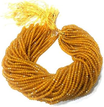 GenericZoya Gems & Jewellery 1 Strand Yellow Chalcedony Rondelle Faceted 4mm Gemstone Beads 14"inch String Semi Precious Gemstone Beads For Jewellery Making - Craft Supplies