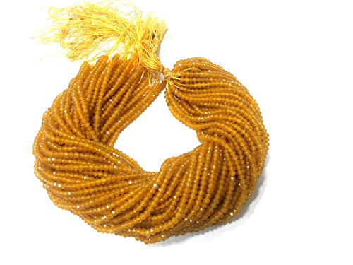 GenericZoya Gems & Jewellery 1 Strand Yellow Chalcedony Rondelle Faceted 4mm Gemstone Beads 14"inch String Semi Precious Gemstone Beads For Jewellery Making - Craft Supplies