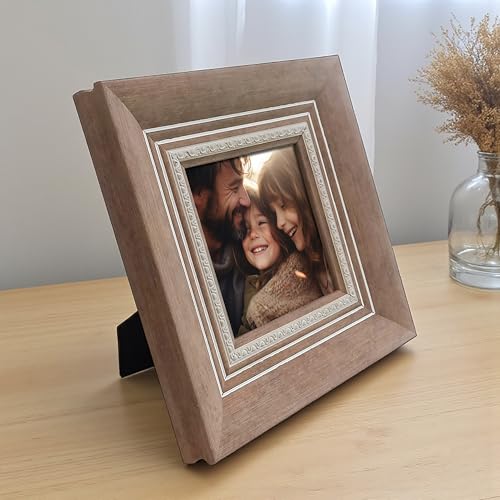 Image of Art Street Elegant Table Photo Frame for Tabletop With Back Stand, 5x5 Inch Photo, Decorative Frames Perfect for Home Decor, Unique Gift Idea, Wedding, Return Gift (Wood Brown)