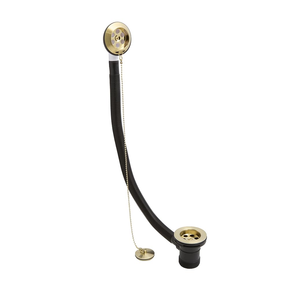 Milano Brushed Brass Elizabeth Bath Waste With Plug And Ball Chain