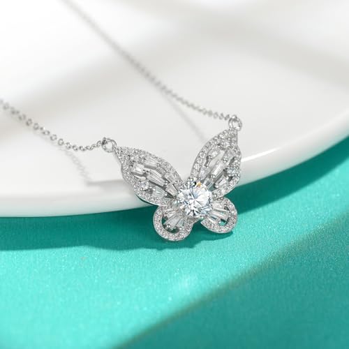 Moissanite Necklace for Women Sterling Silver Necklace Sparkling Moissanite Pendant Diamond Necklace Jewelry Christmas Gifts for Mom Wife Girlfriend Women Birthday Anniversary2