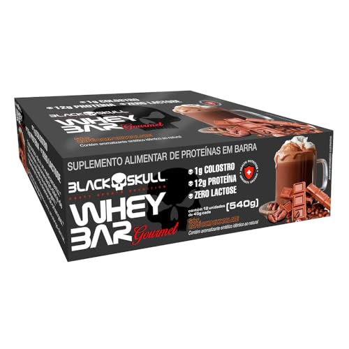 Whey Bar Gourmet Zero Lactose C/12 540g - Black Skull (Café com Chocolate)