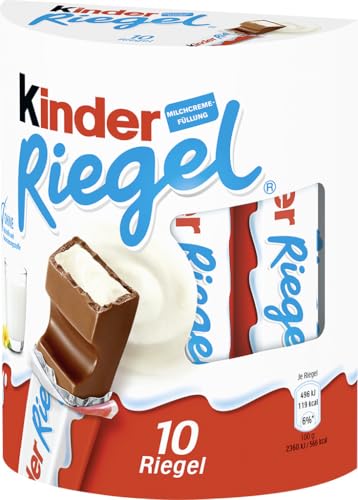 Kinder Riegel - 10 Einzelriegel, einzeln verpackte Schokoriegel, zartschmelzende Vollmilchschokolade mit Milchcremefüllung, ohne Farb- und Konservierungsstoffe – 210g 3