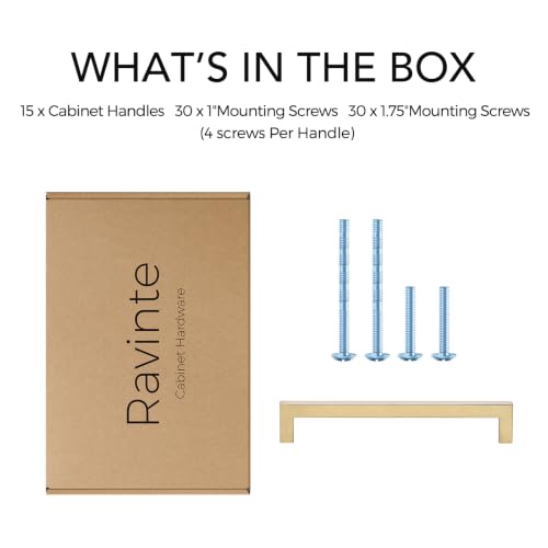 Image of Ravinte Champagne Bronze Kitchen Square Cabinet Handles 7-1 /2 Inch 15 Pack | Stainless Steel, Smooth Pulls Feel, Square Bar Grip, Kitchen Cabinet DIY, For Cupboards, Drawers, Dressers, Cabinets