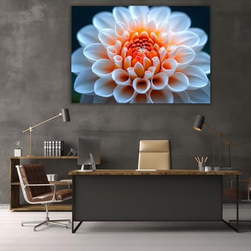 Gros plan centre de grande fleur blanche tableau mural pour raviver mur blanc - 2