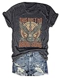 Semisun Retro Shirt This Ain't No Radio Song Womens Vintage Country Music Shirts Funny Graphic Tee Rock N Roll Cool Top Black Grey