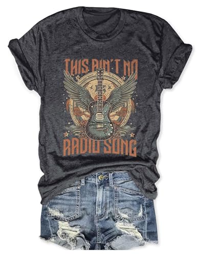Semisun Retro Shirt Have A Nice Day Women Vintage Country Music Shirts Funny Graphic Tee Rock N Roll Cool Top Black Grey
