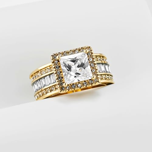 Couple Rings His Her Wedding Ring for Him and Her Matching Rings Yellow Gold Plated AAA CZ Ring3