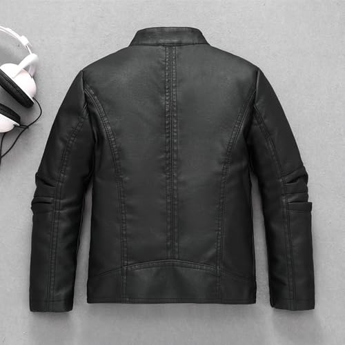 Boys Girls Leather Jackets Spring Autumn Children Motorcycle Faux Leather Zipper Coat2