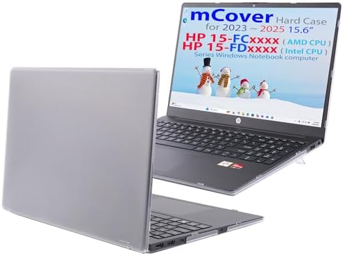 mCover Case Compatible ONLY for 2023-2024 15.6-inch HP Laptop 15-FCxxxx / 15-FDxxxx / 250 G10 Series Windows Notebook PC (NOT Fitting Any Other HP Laptop Models) - Clear