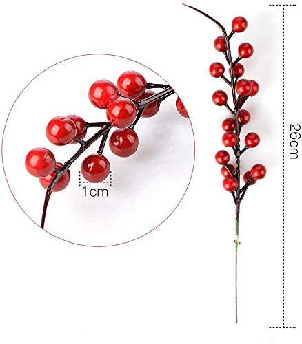 Palonu 32 Steli Di Bacche Rosse Artificiali Natalizie: Rami Di Agrifoglio Con Bacche Lucide Per Albero, Ghirlande E Decorazioni Fai Da Te - 2