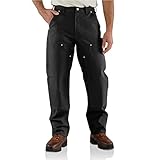 Carhartt Men's Firm Duck Double-Front Work Dungaree Pant B01, Black, 34W X 32L