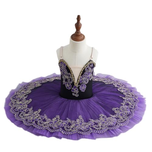 Masif Ragazze Professionale Balletto Tutu Bambino Ragazze Adulti Pancake Tutu Danza Balletto Costume Ballerina Ballet Dress,Viola,170