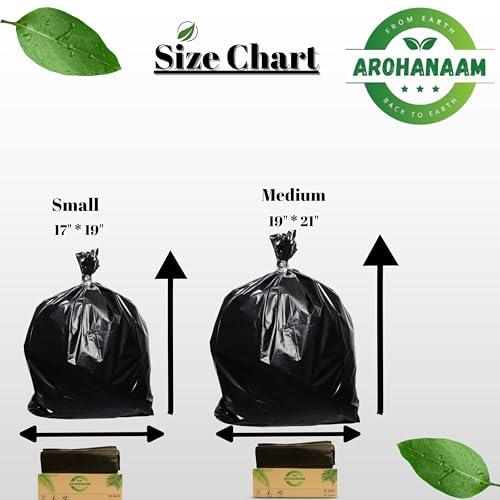 Image of Small 17 * 19 inch Black Garbage Bags -20 Ltr Trash Bags for Bathroom Bedroom and Office - 180 Bags - Leakproof,Strong & Tear-Resistant Small Wastebasket Liners Pack of 6