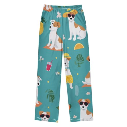 Jack Russell Dog Orange Boys Long Pants Soft Trousers Elastic Waist Kids Lounge Bottoms with Pockets S-XL2