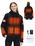 Heated Jacket for women with 12V Battery Pack - 5 Heat Zones Soft shell Electric Heated Coat for Outdoor Hiking & Recreation