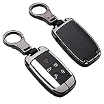 ontto fit for Land Rover Car Key Cover Zinc Alloy Leather Key Fob Cover Holder Protector fit for Range Rover Defender Discovery Evoque LR4 Sport fit for Jaguar Remote Car Key Case Keyring Black
