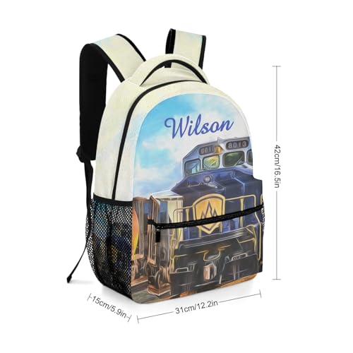 Custom Backpack School Bag for Girls Boys Kids, Train Art Bookbag with Name, Customize Back Pack, Fashion, Adjustable Shoulder Straps2
