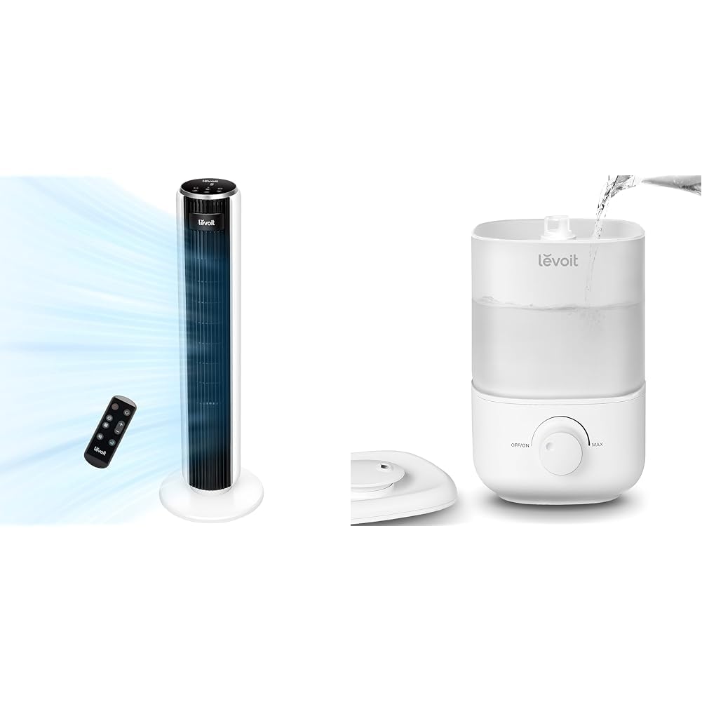 Ventilateur tour silencieux LEVOIT avec humidificateur 2,5 L anti air sec pour chambre
