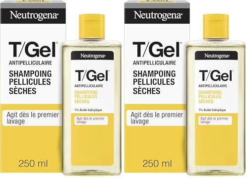 Neutrogena T/GEL Champú Anticaspa Cabello Seco (250 ml), tratamiento hidratante cabello con ácido salicílico y piroctona olamina, champú pelo seco que alivia la sequedad y la descamación