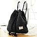 TONWHAR® Campus Fashion Straw Shoulder Bag Beach Backpack Purse (Black)