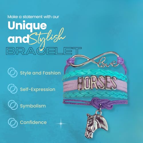 Horse Charm Bracelet, Horse Lovers Equestrian Jewelry - Pony Infinity Adjustable Bracelet for Women, Teens and Girls2