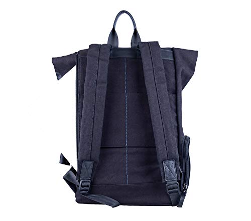 Image of Strap It TABI - Multipurpose Canvas Rolltop Laptop Backpack with Genuine Leather Details